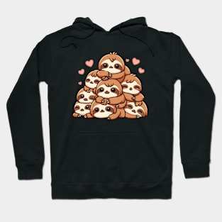 Kawaii Sloth Pile Hoodie